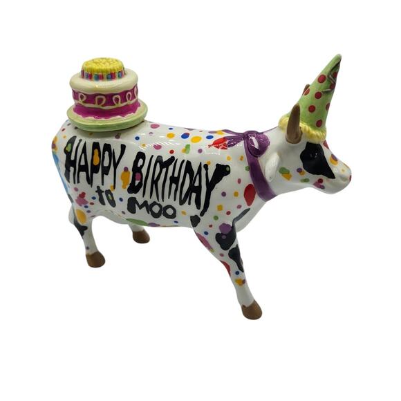 Cow Parade‎ 2004 Westland Giftware Porcelain "Happy Birthday to Moo" No. 7331 - Picture 1 of 13
